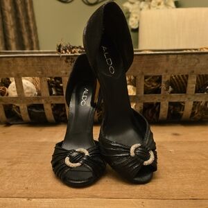 Aldo Black Heels with Chic Embellishment